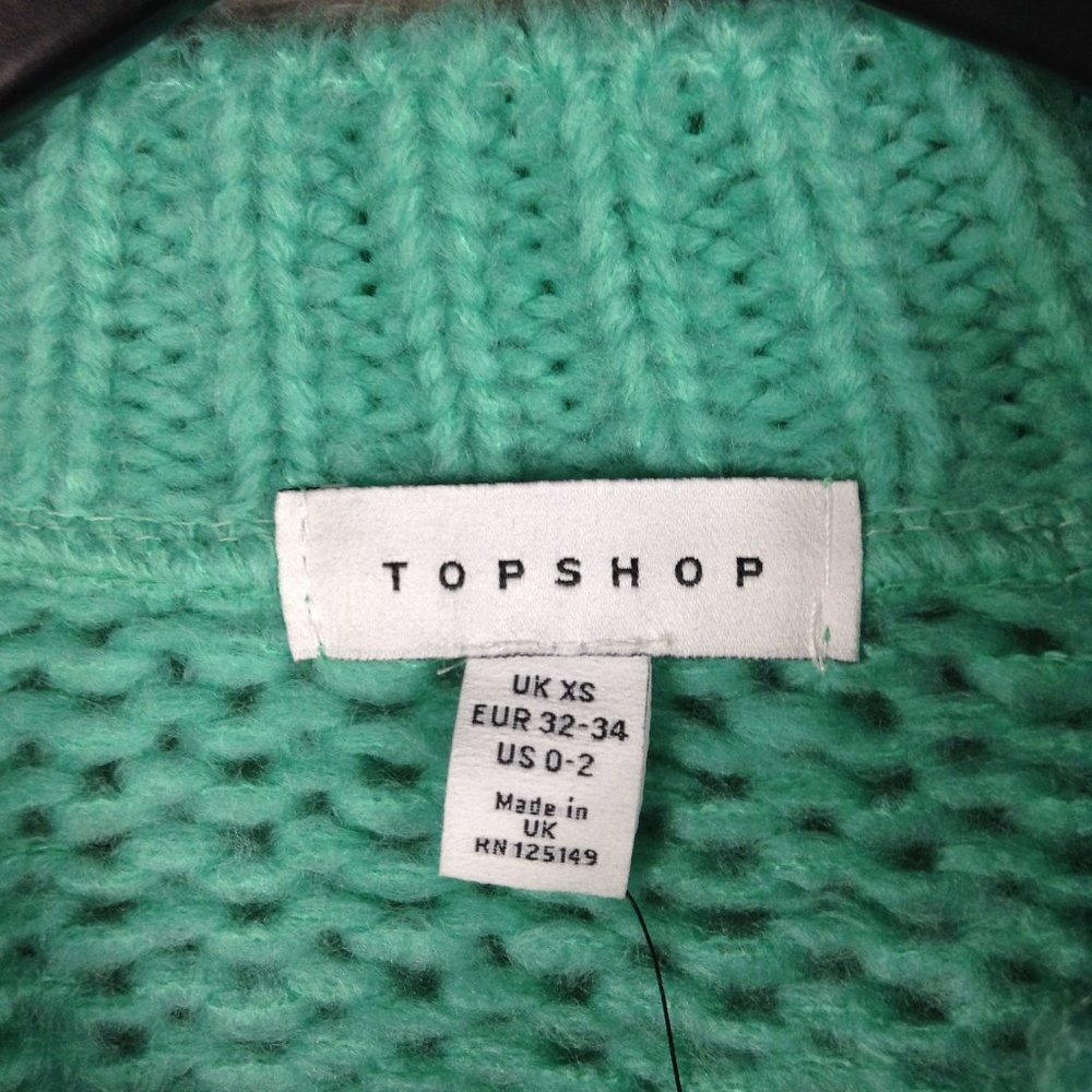 TOPSHOP Turquoise Shell Knit Crewneck Sweater - Picture 6 of 9